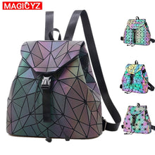 Load image into Gallery viewer, MAGICYZ Women Laser Luminous Backpack School Hologram Geometric Fold Student School Bags For Teenage Girls holographic sac a dos