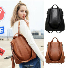 Load image into Gallery viewer, Female anti-theft backpack classic PU leather solid color backpack canta fashion shoulder bag