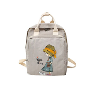 DCIMOR Women Backpack Retro Cartoon Printing Nylon waterproof shoulder bags School Backpacks For Teenage Girl A Ring Backpack