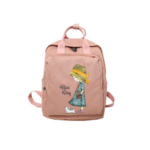 DCIMOR Women Backpack Retro Cartoon Printing Nylon waterproof shoulder bags School Backpacks For Teenage Girl A Ring Backpack